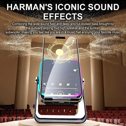 Mini Induction Speaker with Phone Stand 5 in 1 Wireless Bluetooth Audio