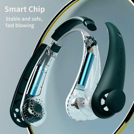 Bladeless Portable USB Neck Fan Rechargeable Dual Cooling Neckband