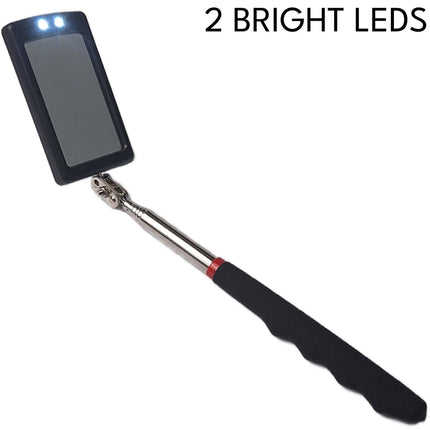 Telescopic Inspection Mirror 2 LED Light 29 87cm Extendable Rotating Grip