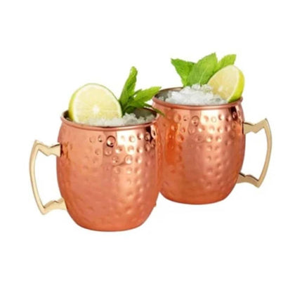 2X 60ml Copper-Plate Handcrafted Moscow Mule Mug with Brass Handle