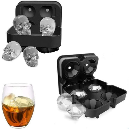 3D Skull Silicone Ice Jelly Cube Mold, Chocolate Tray Maker for Bar Party