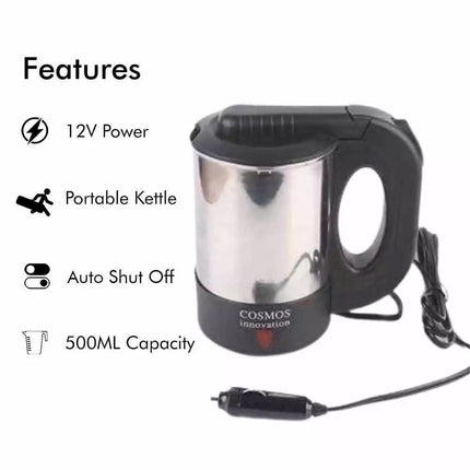 500ML Portable Car Kettle Travel Kettle Water Heater for Caravan RV Camping 12V