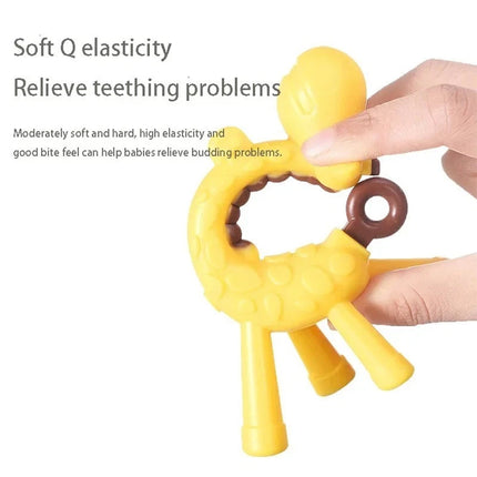 3-Pack Giraffe Silicone Teething Toothbrush, BPA-Free Chew Toy