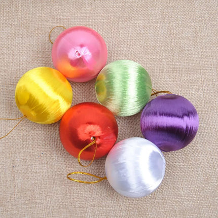 6Pcs 5cm Christmas Tree Baubles Satin Xmas Balls Hanging Party Decor