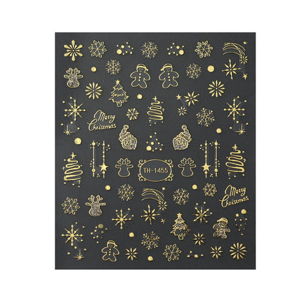 2X Christmas Gold Nail Art Stickers Self Adhesive Decals Manicure Decor
