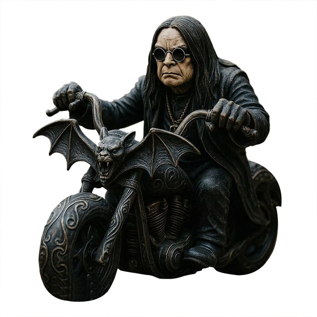 Retro Motorcycle Rider Statue Ozzy Figurine Desk Fan Decor