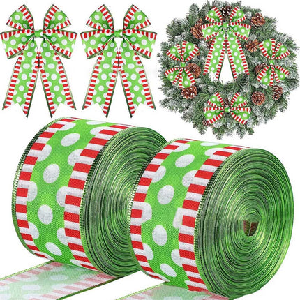 4pcs Christmas Wired Ribbon 2.5In 20Yards for Wreaths Bows DIY