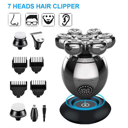 7 Head Electric Shaver Men Bald Beard Hair Skull Trimmer Remover Razor