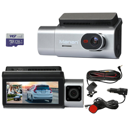 Manan 4K Car Dash Camera Front and Rear Wifi GPS 3 Lens-2006732804142010368