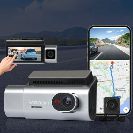 Manan 4K Car Dash Camera Front and Rear Wifi GPS 3 Lens-2006732804142010374