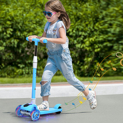 Bopeep Foldable Kids Scooter LED Music Blue-2006732821489651718
