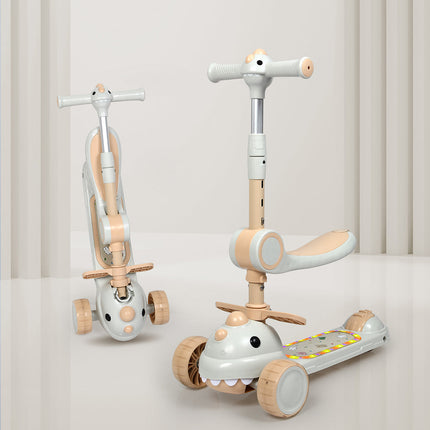 BoPeep Foldable Kids Scooter Flip-able Seat Beige-2006732821045055494