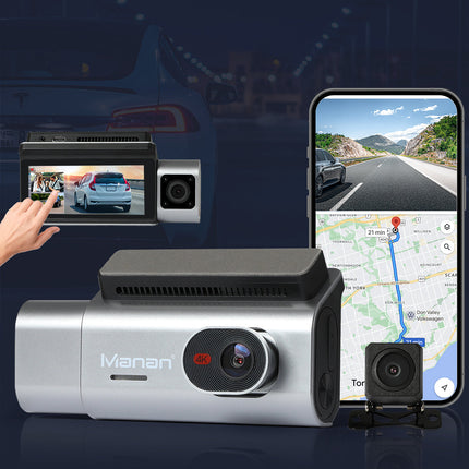 Manan 4K Car Dash Camera Front and Rear Wifi GPS 3 Lens-2006732804142010375