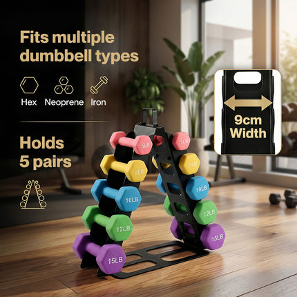 Centra Dumbbells Rack 5 Pair Dumbbell Stand Home Gym Storage 80kg Capacity-2027211073391824899