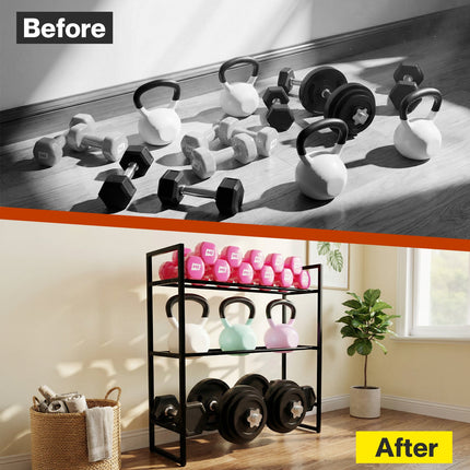 Centra Dumbbell Rack 3 Tier Weight Storage Organiser Stand Holder Home Gym 270kg-2027211073588957189