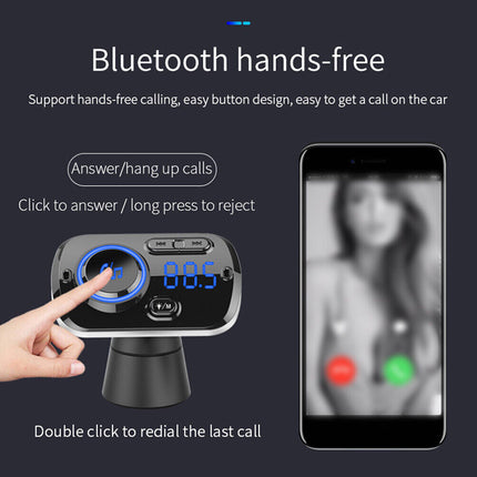 Handsfree Bluetooth 5.0 FM Car Radio MP3 Player USB Charger Adapter