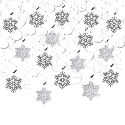 35Pcs Snowflake Swirls Christmas Foil Hanging Ceiling Decor Set Gift