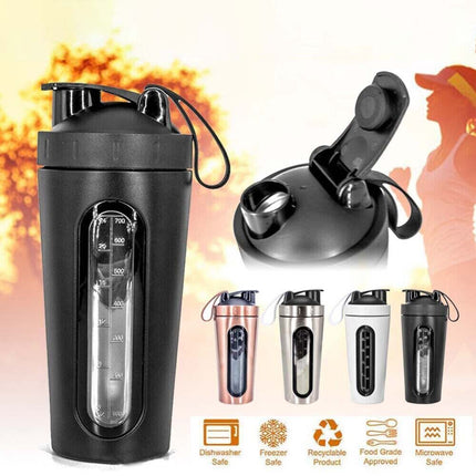 700ml Protein Shaker Cup with Scale, Milkshake Mixer Bottle for Sport