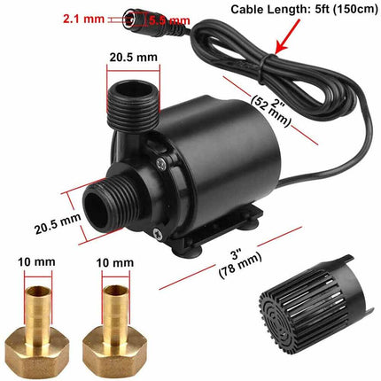 DC 12V Submersible Brushless Water Pump Aquarium Fountain Fish Pond 500L/H