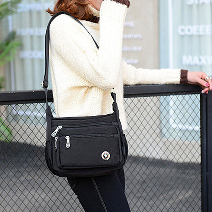 Canvas Messenger Bag Women Multi Pockets Cross Body Shoulder Handbag