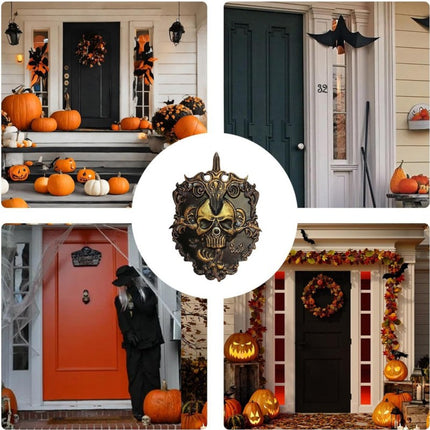 Halloween Iron Skull Doorbell, Spooky Animated Haunted Prop Decor
