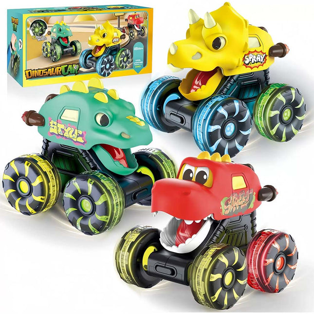 3X Dinosaur Light Up Monster Truck Press & Go Toy Gift for Toddler