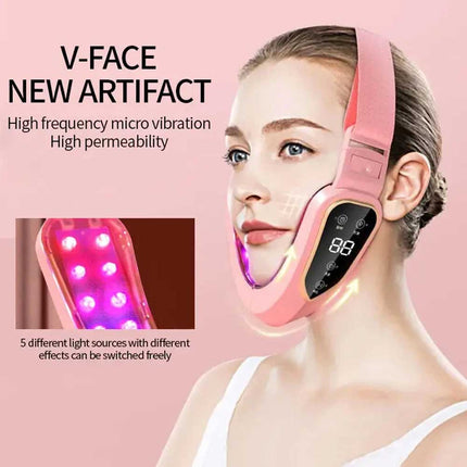 V-Face Shape Massager LED Photon Therapy: Skin Neck Lift, Slim Double-Chin Removal