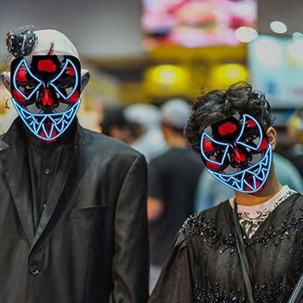 Halloween LED Purge Mask Glow in Dark Light Up Costume Scary Rave Cosplay