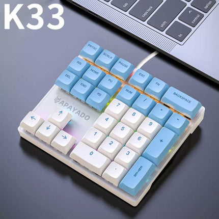 K33 RGB Mini Keyboard 33 Key Left Hand PBT Keycaps Plug Play Keypad