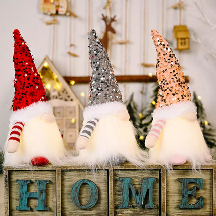 Christmas Gnome Santa Light with Bling Hat Xmas Party Home Table Decor