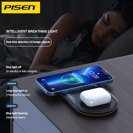 PISEN 3-in-1 Transparent Charging Dock for iPhone AirPods Apple Watch