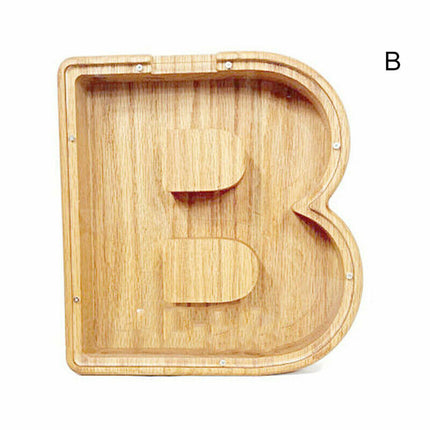 Wooden Piggy Bank, Funny Letter Coin Money Box for Kids & Adults Gift