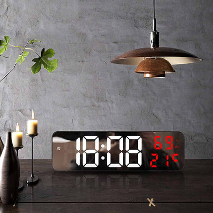 LED Digital Wall Clock, Large Screen with Time, Temperature & Humidity Display
