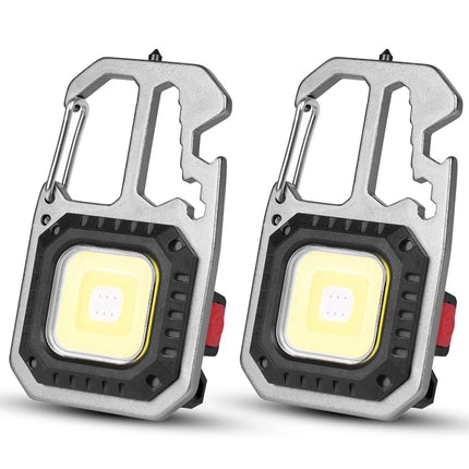 1x USB Rechargeable LED COB Work Light Mini Magnetic Keychain Torch Lamp
