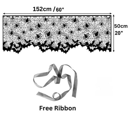 Halloween Lamp Shade & Fireplace Cover, Lace Cobweb Spider Gothic Decor