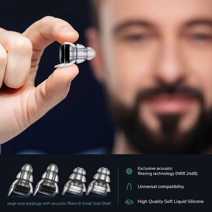 24dB High Fidelity Concert Earplugs Reusable Musicians Hearing Protection