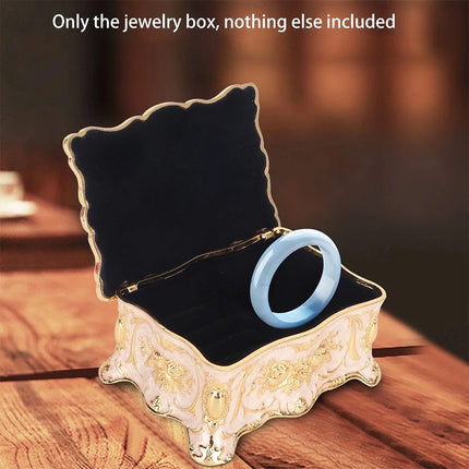 Vintage Alloy Jewellery Box, Trinket Organiser Ring Necklace Storage Case Gift