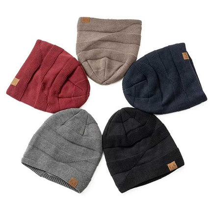 Unisex Winter Slouchy Beanie Fur Lined Warm Knitted Cap Men Women