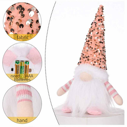 3Pack Christmas Gnome Santa Light Bling Hat Xmas Party Home Table Decor