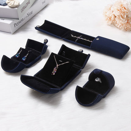 Small Velvet Double Open Jewelry Box, Gift Holder for Necklace and Earrings