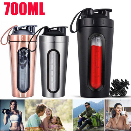700ml Protein Shaker Cup with Scale, Milkshake Mixer Bottle for Sport
