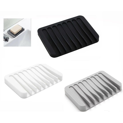 3X Silicone Soap Holder, Bathroom Dish Drain Tray & Jewelry Holder