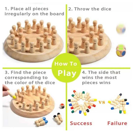 Wooden Memory Match Stick Chess Game Board Puzzle Montessori Toy
