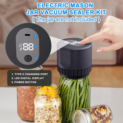 Electric Vacuum Sealer Kit for Mason Jars, Automatic Lids Sealer