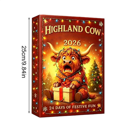 Highland Cow Xmas Advent Calendar 2026, 24 Day Acrylic 2D Figure Gift