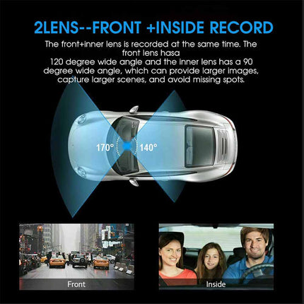 1080P Dual Lens Car Dash Cam Front and Rear Camera G Sensor DVR Recorder