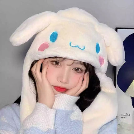 Cute Soft Plush Cap with Moving Ears, Cosplay Hat for Girls Xmas Gift