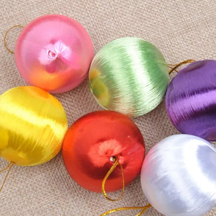 6Pcs 5cm Christmas Tree Baubles Satin Xmas Balls Hanging Party Decor