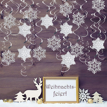 35Pcs Snowflake Swirls Christmas Foil Hanging Ceiling Decor Set Gift