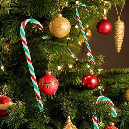 6Pcs Plastic Candy Cane Christmas Hanging Tree Ornaments Decor